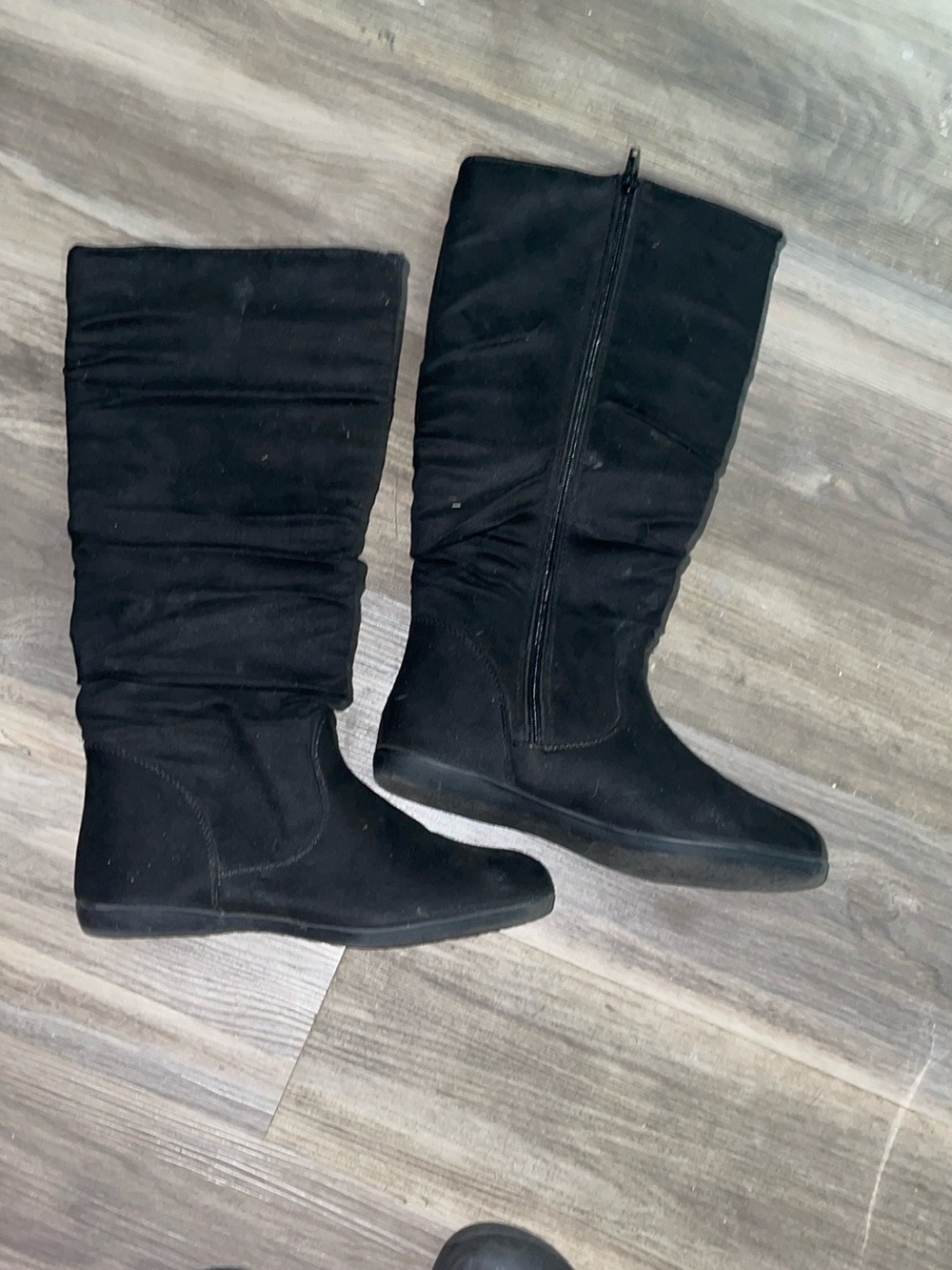 Nicole Black Mid-Calf Slouch Boot with Side Zip